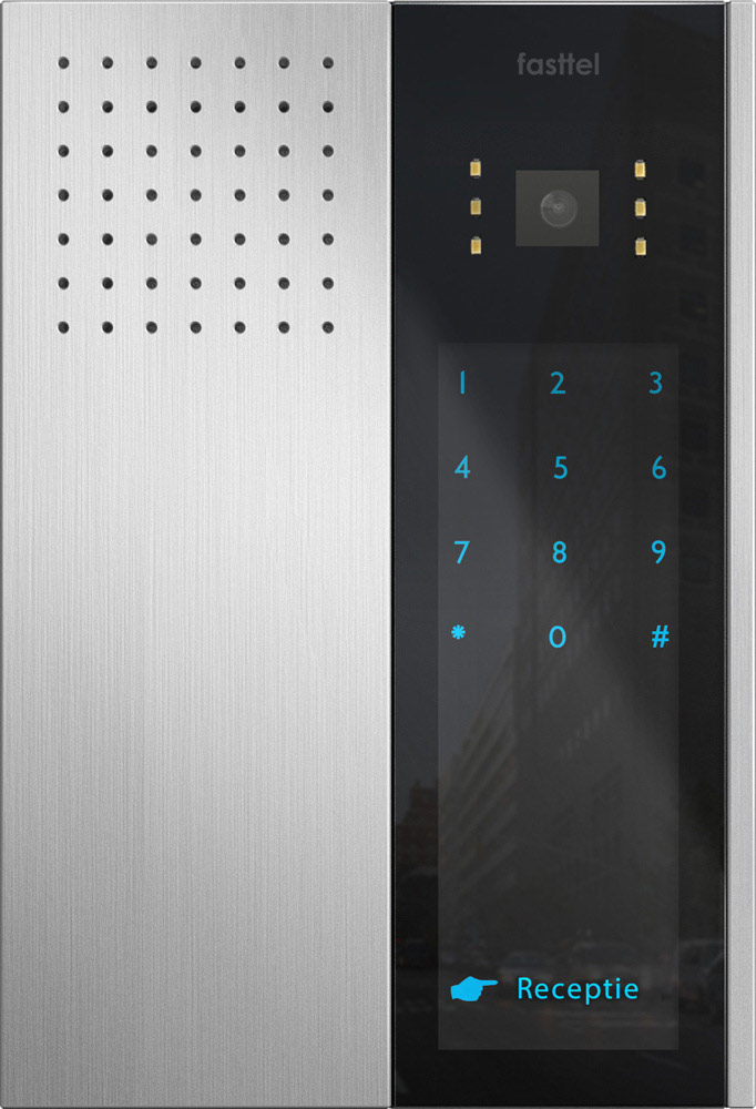 Fasttel Wizard Elegance IP, de meeste compacte deurbel met camera, klavier en 4 drukknoppen, grijs