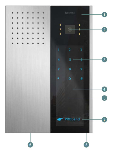 Fasttel Wizard Elegance IP, de meeste compacte deurbel met camera, klavier en 4 drukknoppen