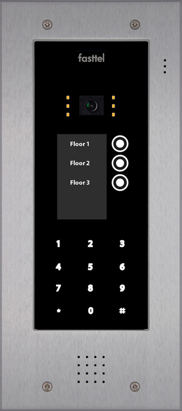 Fasttel Elite IP: de meest luxueuze deurbel met camera van Fasttel, grijs, met 3 knoppen, camera en keypad