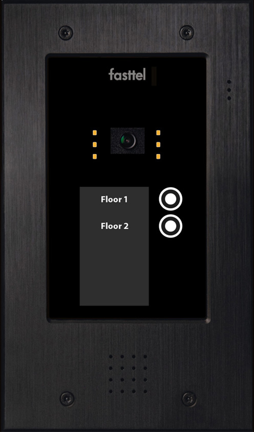 Fasttel Wizard Elite IP, de meest luxueuze videofoon, in zwart, 2 knoppen, camera