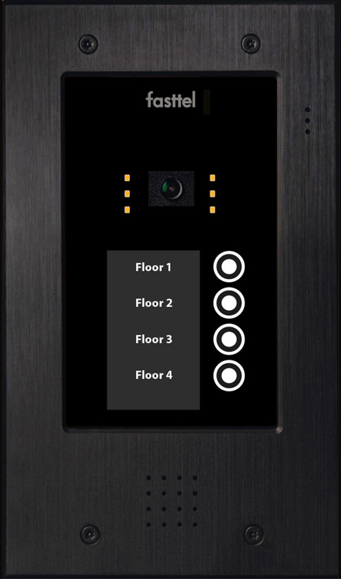 Fasttel Elite IP: de meest luxueuze deurbel met camera van Fasttel, zwart met 4 knoppen en camera