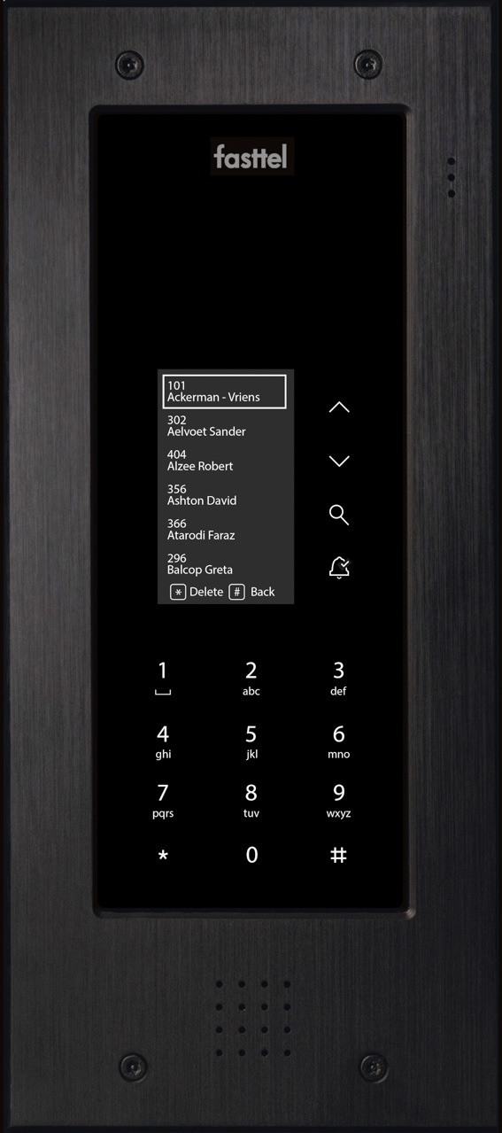 Fasttel Wizard Ap@rtment, tot 999 appartementen via één intercom, zwart, met keypad 
