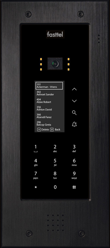 Fasttel Wizard Ap@rtment, tot 999 appartementen via één intercom, zwart, met keypad en camera