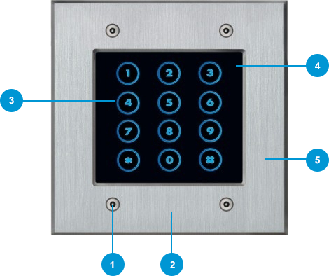 FT25K Fasttel keypad in glass and stainless steel