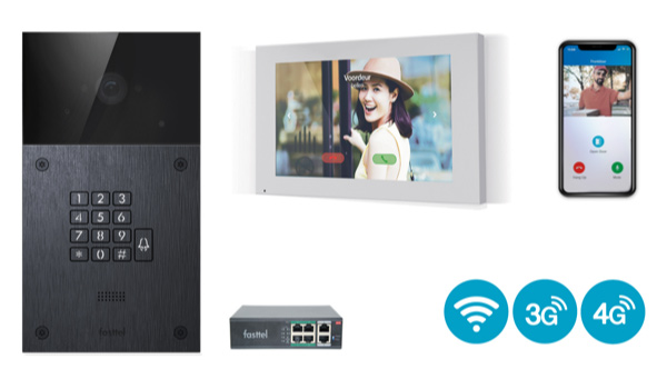 FT600VKK Doorphone Entry video kit, de totaallopossing voor je parlofonie. Parlofoon buitenpost, binnenpost, switch en connectie met je GSM. Met codeklavier.
